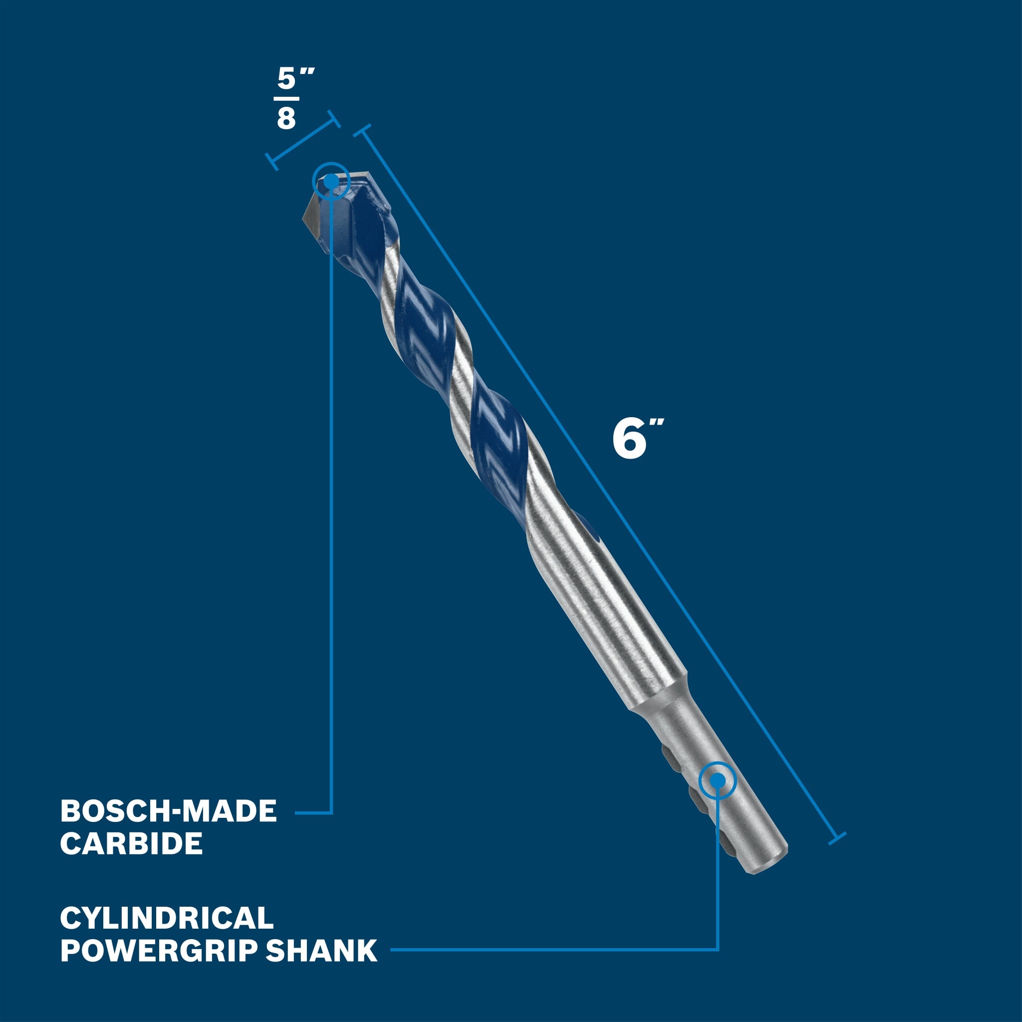 Bosch 5/8" x 6" Blue Xtreme Carbide Hammer Drill Bit BXH14
