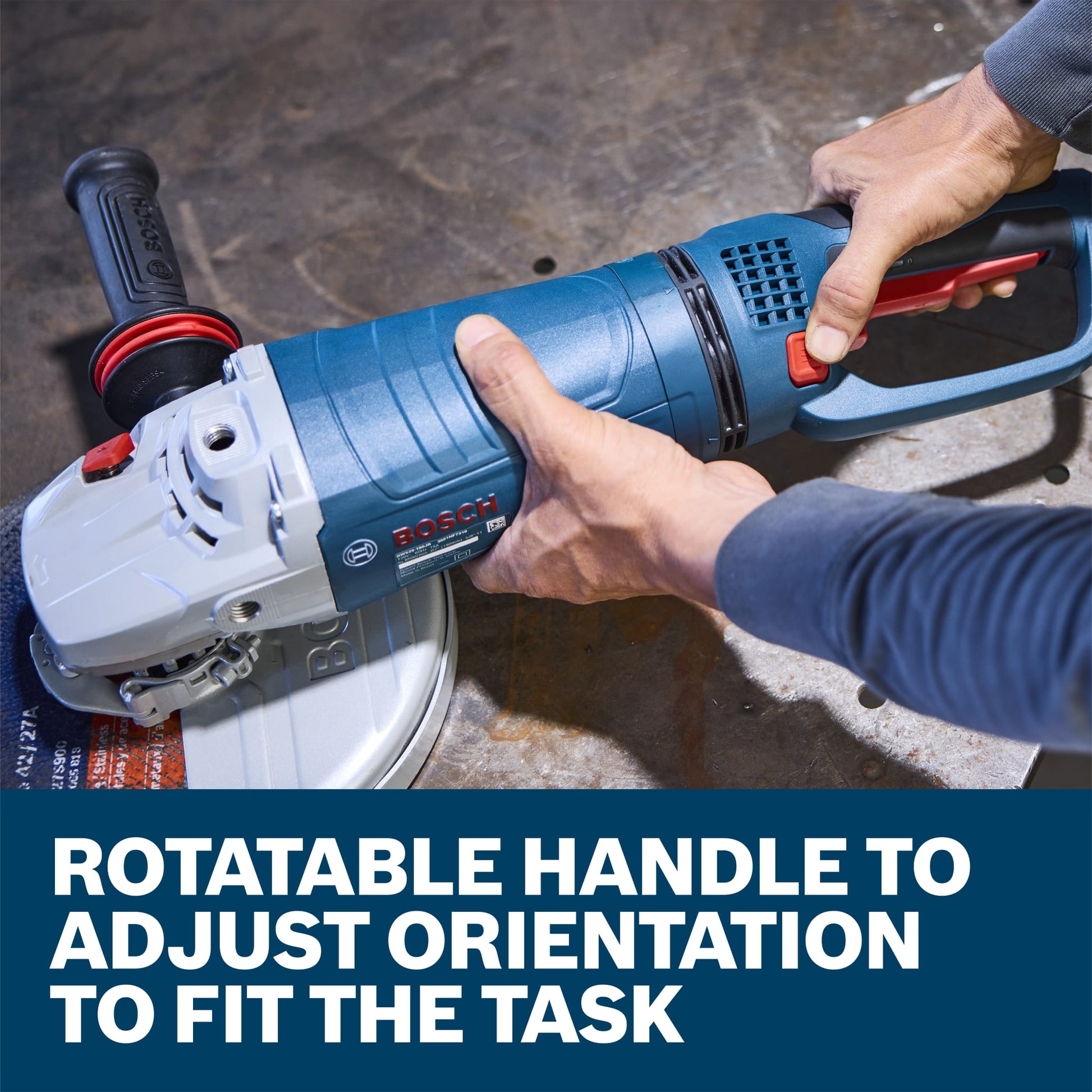 Bosch 7" Large Angle Grinder - 15 Amp with No-Lock On Trigger Switch and Rotatable Main Handle GWS25-180PR