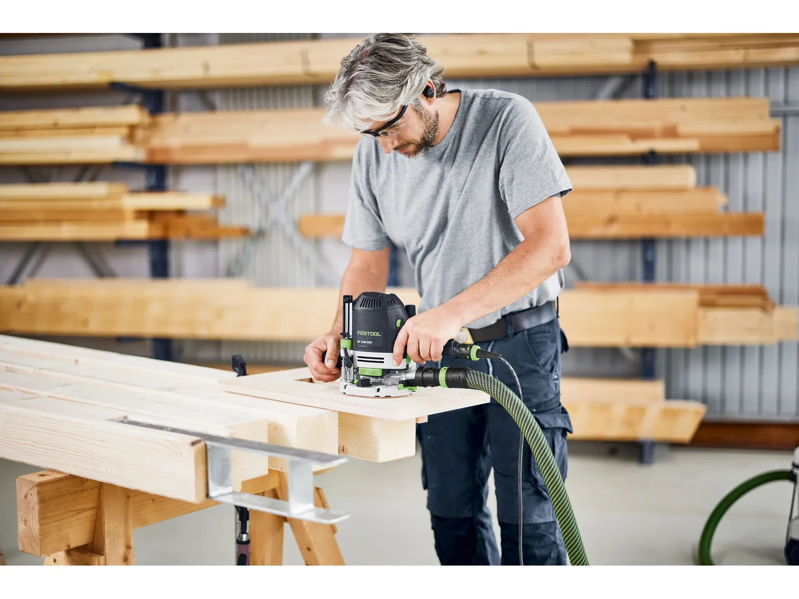 Festool OF 1400 EQ-F-Plus Plunge Router Starter Set, 1/4 in. - 1/2 in. Collet, 1400W, 120V 579463