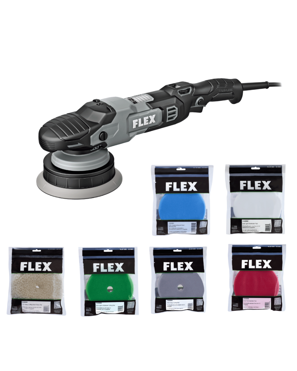 Flex Tools 120V Brushless Gear Driven Polisher Ultimate Kit with 6-Piece Pad Set FC3401-Z-KIT