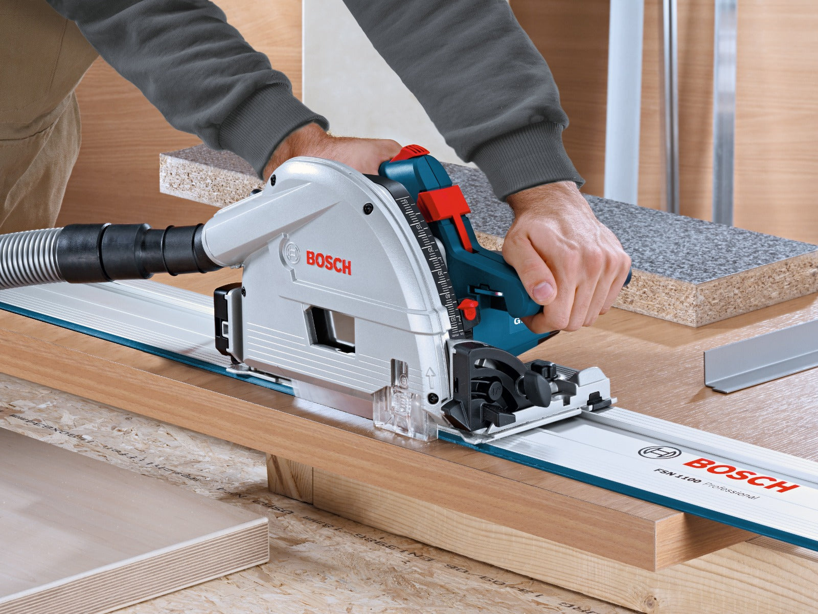 Bosch 6-1/2" Track Saw w/ L-Boxx-4 GKT13-225L