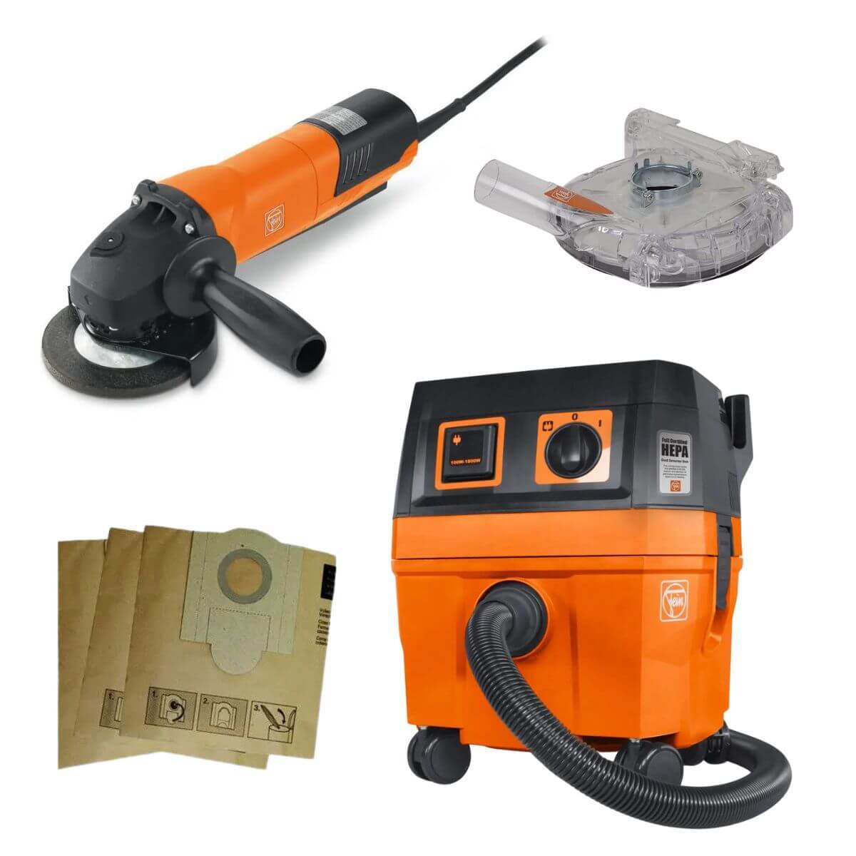 Fein 5" Angle Grinder CG 10-125 PDE & Turbo I HEPA Wet/Dry Dust Extractor Kit 72226160120KIT