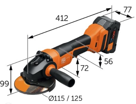 Fein 5 in. Cordless Angle Grinder w/ Paddle Switch CCG 18-125-10 PD AS 71220462120
