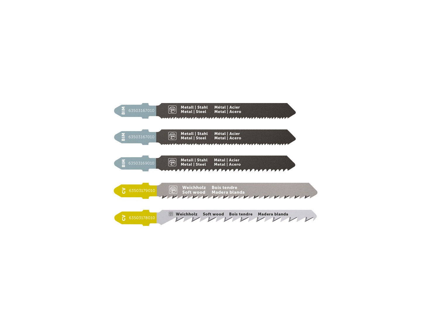 Fein 5pk Starter Set T-Shank Jigsaw Blades 63503188010
