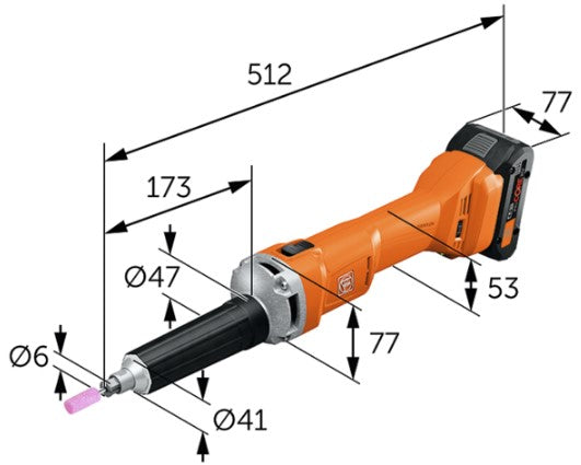Fein Cordless Long Reach Die Grinder Offset AGSZ 18-90 LBL AS 71230661090
