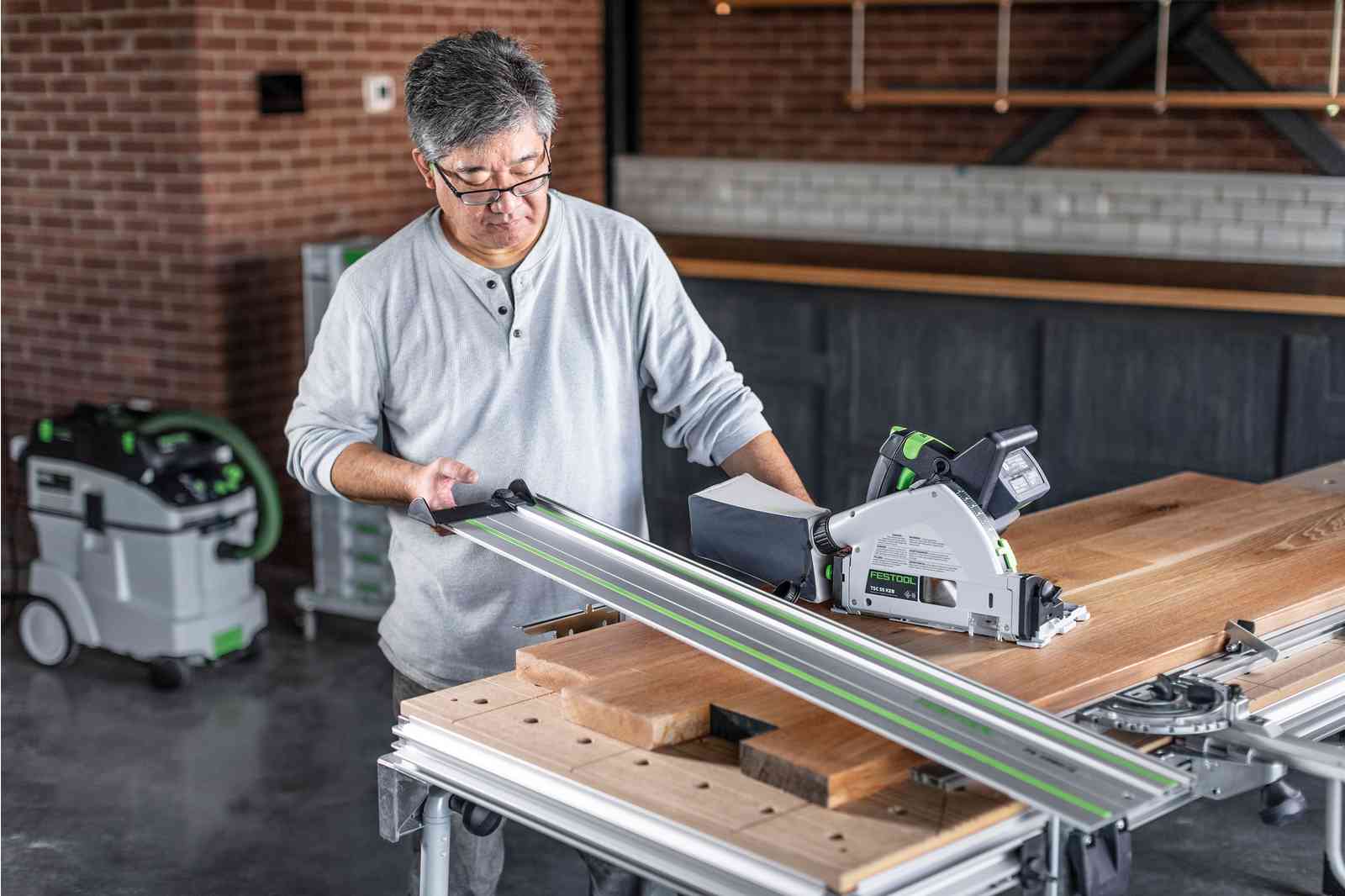 Festool Cordless Track Saw TSC 55 K Set w/ 55 in. Guide Rail FS 1400 and 5.0Ah Kit 577664KIT