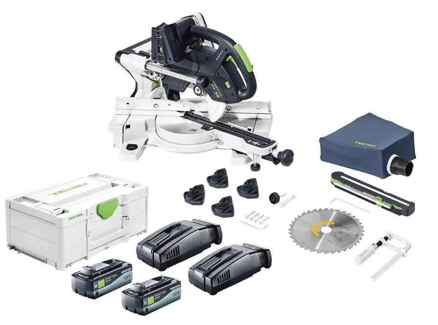 Festool KAPEX KSC 60 Cordless Sliding Compound Miter Saw Kit, 2x 8.0 Ah Batteries & Chargers 579356