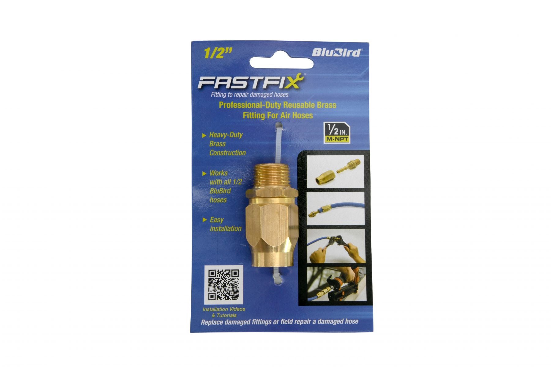 Blubird Fast FiX 1/2" Air Hose Assembly Field Repair Fitting with 1/2" MNPT Fixed FFFX12
