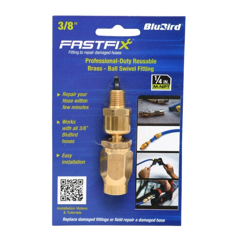 Fast FiX 3/8" Air Hose Assembly Field Repair Fitting with 1/4" MNPT Swivel