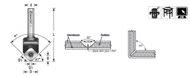 Amana Tool Insert V-Groove 90 Degree 1/4 inS RC-45716