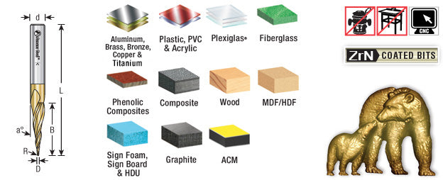 Amana Tool 6mm Carving 3D Tapered Ball Nose 46479