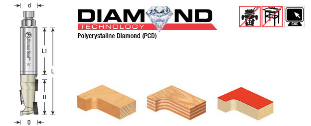 Amana Tool 1/2 in x 1 in CL 1/2 in Shank PCD Up/Down DRB-200