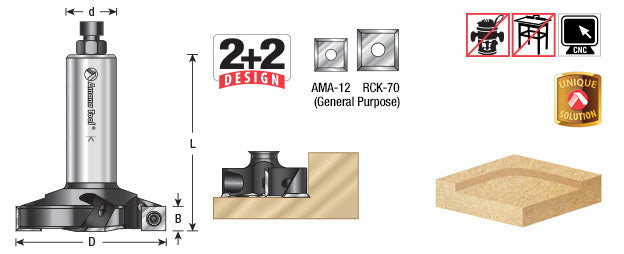 Amana Tool Spoilboard 2+2 2-1/2 in D 1/2 in Shank RC-2251