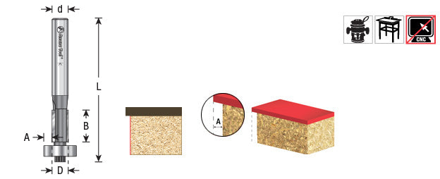 Amana Tool 1/16 Overhang 1/2 in Dia. 1/2 in Shank 47194