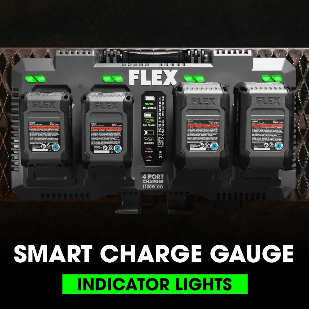 Flex Tools 1120W 4-Port Simultaneous Rapid Charger FX0451-Z