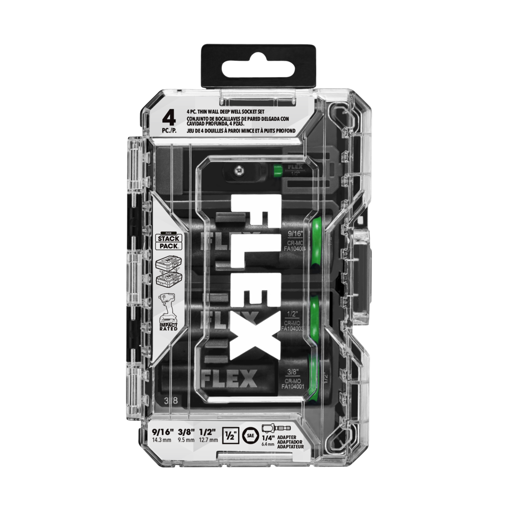 Flex Tools 4 Pc. Thin Wall Deep Well Socket Set FAM10402-4