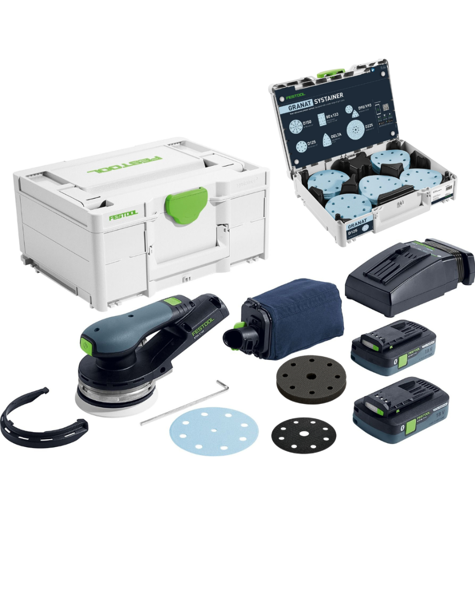 Festool PRO 5 in. Cordless Random Orbital Sander ETSC 2 Bundle w/ Abrasives & Pads 577738KIT