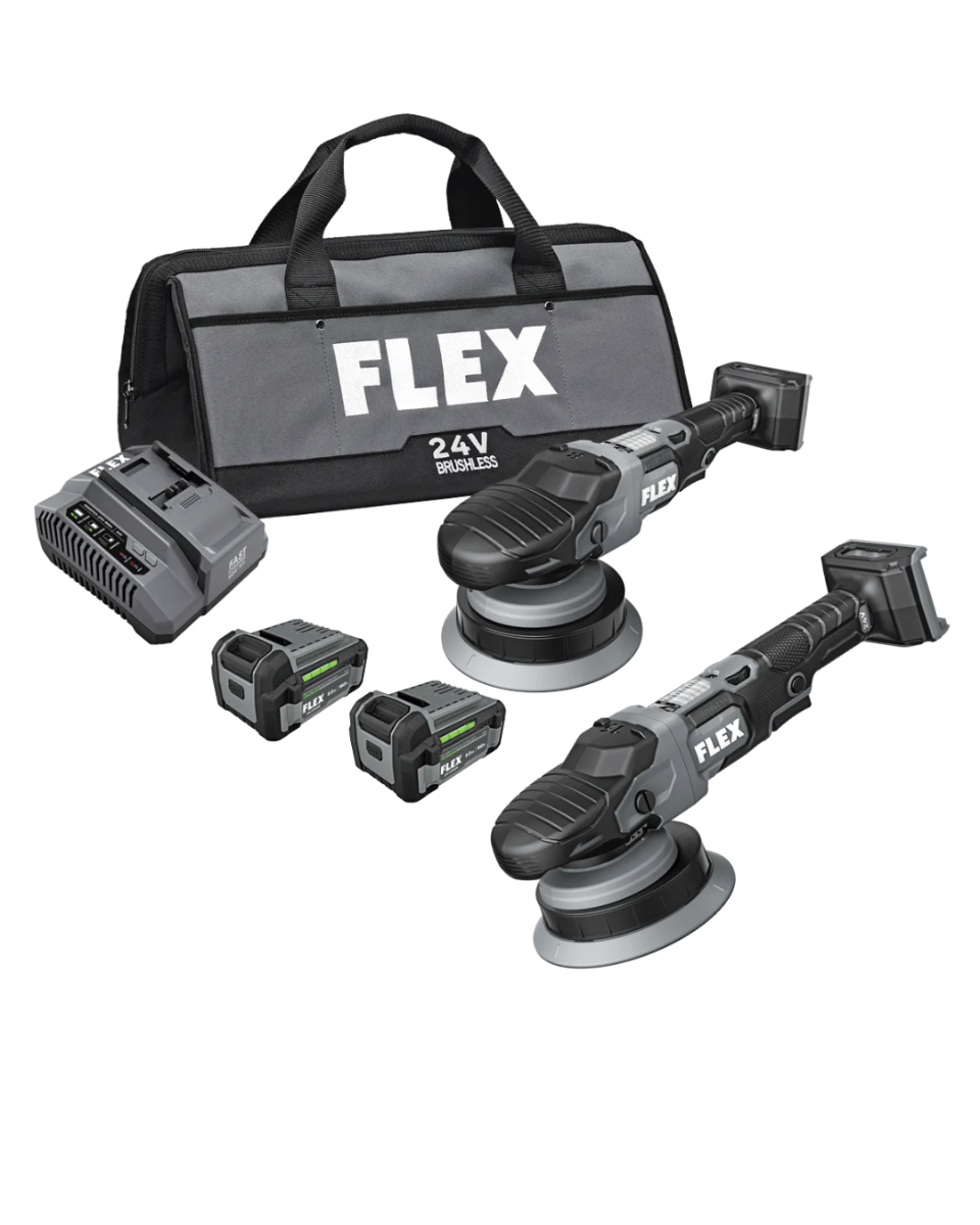 Flex Tools 24V Cordless Ultimate Polishing Combo: Random Orbital & Gear Driven Polishers Kit FX3321-FX3331-2C