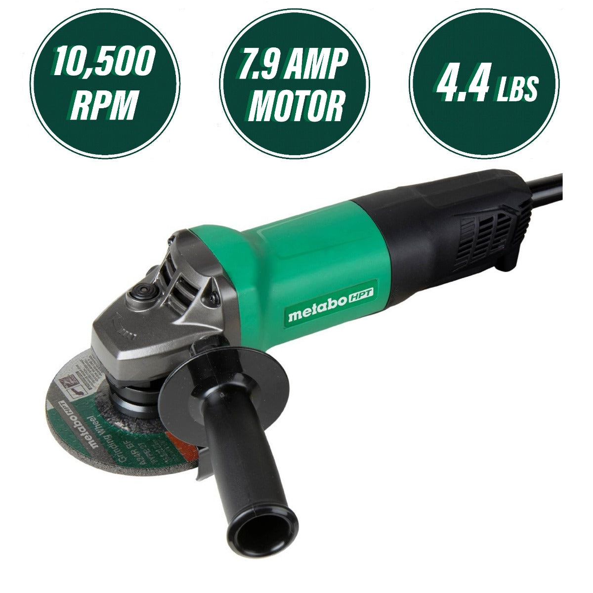 Metabo 4-1/2" 7.5 Amp Paddle Switch Angle Grinder with Non-Locking Switch G12SQ2M