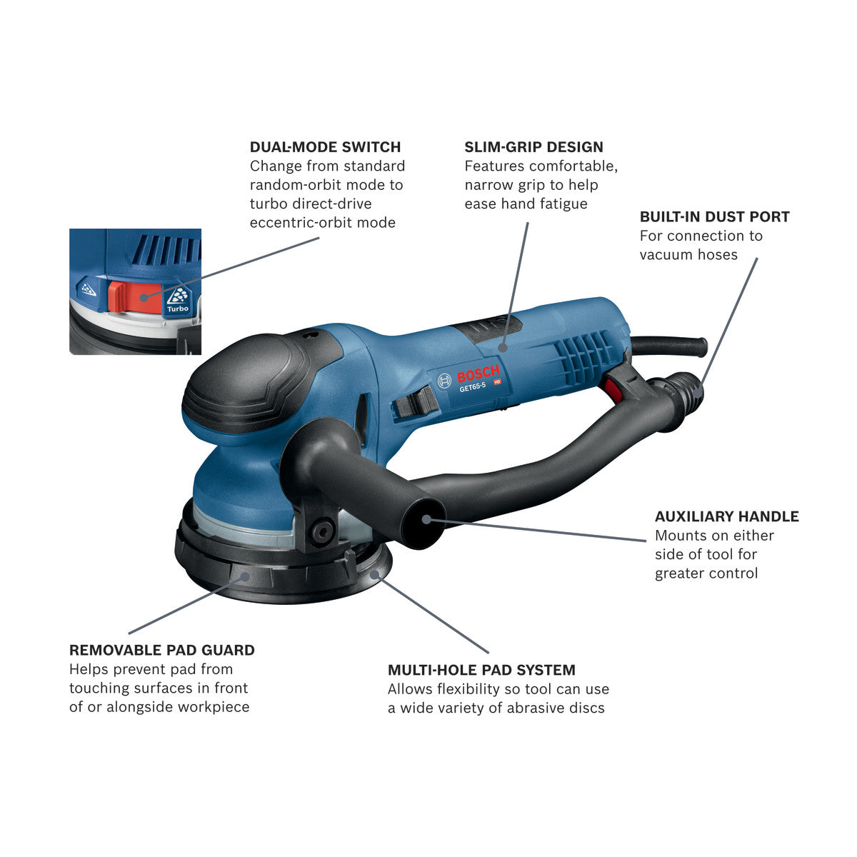 Bosch 5" Dual-Mode Random Orbit Sander GET65-5N