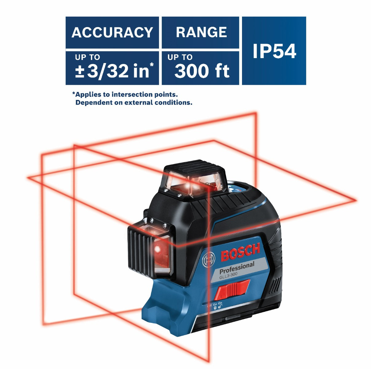 Bosch 360 Deg Three-Plane Leveling & Alignment-Line Laser GLL3-300