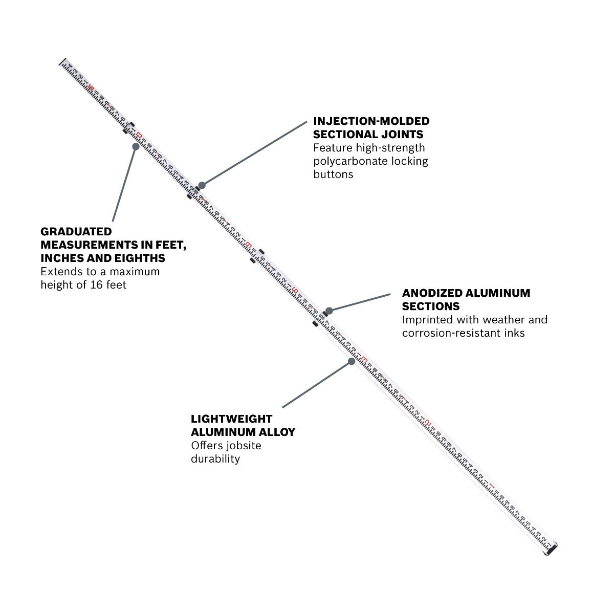 Bosch 16' Telescoping Leveling Rod GR16