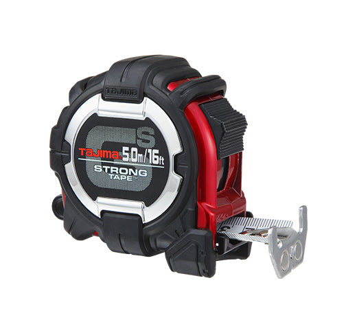 GS-MC16/5MBW, Tajima GS-Lock Tape Measure with Compatible Clip, Steel Blade, Strong Tape & Horned Magnetic Hook, 16 ft./5m x 1 in.