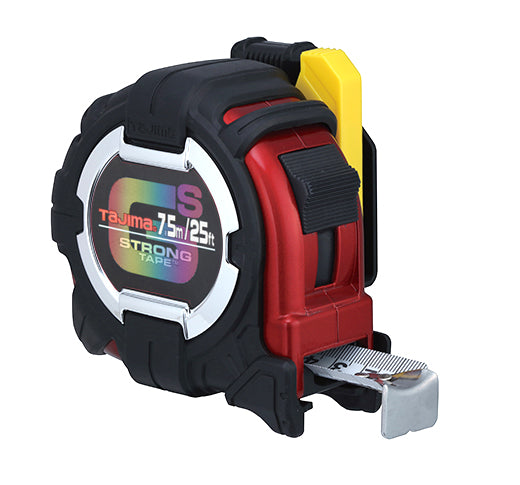 Tajima Tool GS-Lock Tape Measure with Safety Belt Holder, Steel Blade, Strong Tape & Hook, 25 ft./7.5m x 1.1 in. GSSF-25/7.5MBW