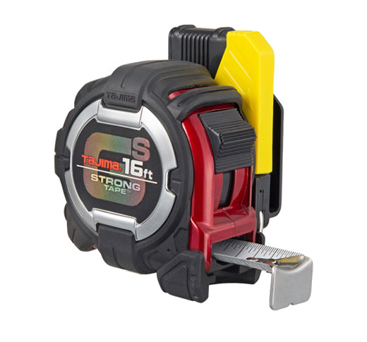 Tajima Tool GS-Lock Tape Measure with Safety Belt Holder, Steel Blade, Strong Tape & Hook, 16 ft. x 1 in. GSSF-16BW