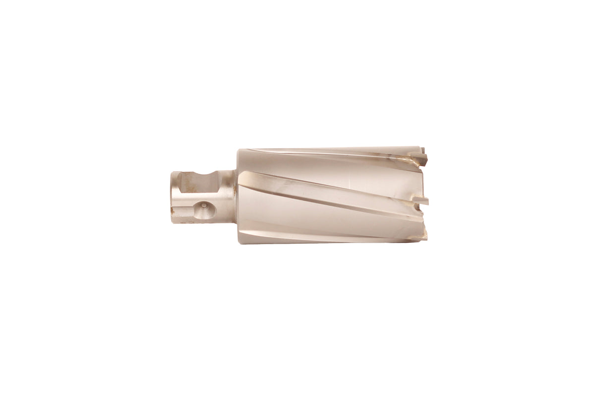 Slugger carbide tipped annular cutter 1-1/8 inch diameter and 2 inch depth of cut with a 3/4 inch universal shank