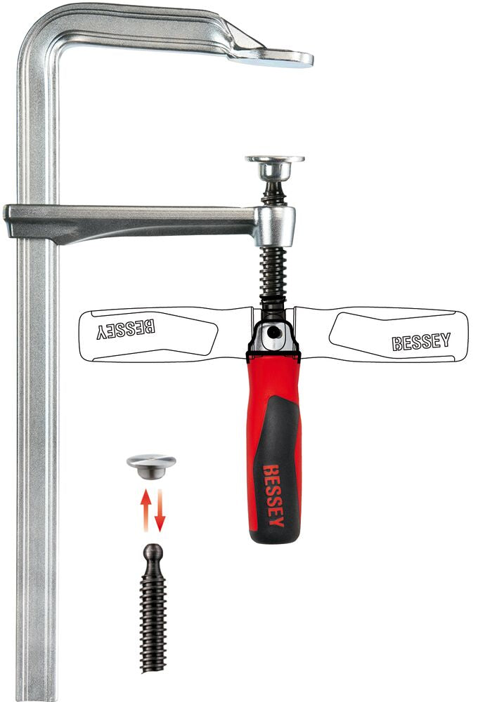 Bessey Tools 10 in. All-Steel Screw Clamp with Pivot Handle, 4-3/4 in. Throat Depth GZ25PH