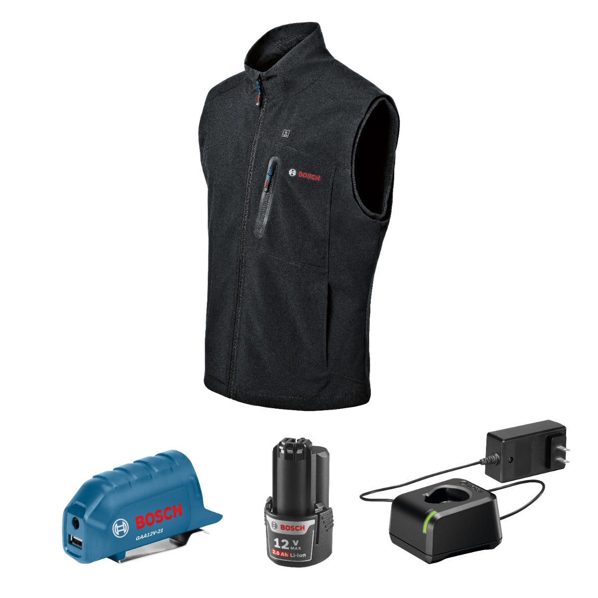 Bosch 12V Max Heated Vest Kit w/ 2.0 Battery, Charger M GHV12V-20MN12