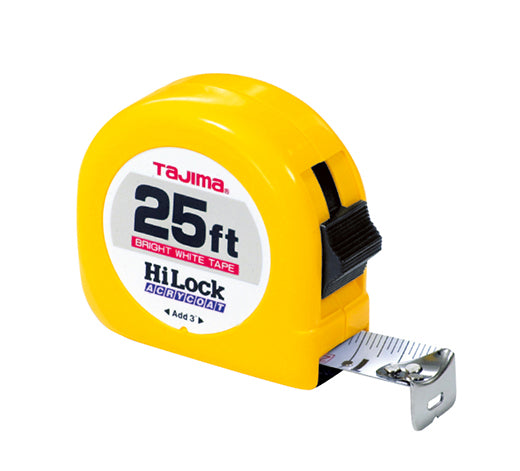 Tajima Tool Hi-Lock Tape Measure, Steel Blade, 25 ft. x 1 in. HL-25BW