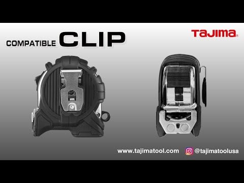 Tajima Tool GS-Lock Tape Measure with Compatible Clip, Steel Blade, Strong Tape & Magnetic Power x2, 16 ft. x 1 in. GS-SC16BW