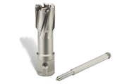 Slugger carbide tipped annular cutter with 7/8 inch diameter and 1-3/8 inch depth of cut paired with a 3/4 inch universal shank