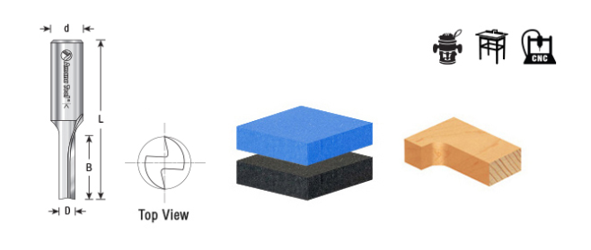 Amana Tool HSS Foam 2 FL 'V' 1/4 in x 1/4 in HSS1611