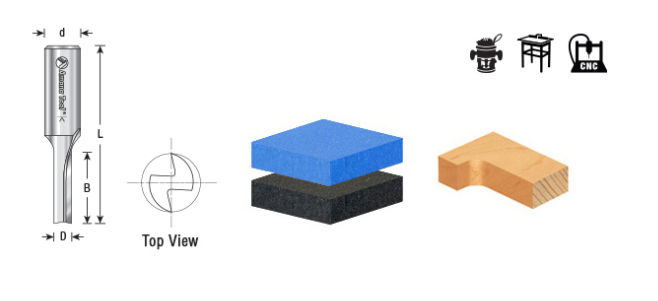 Amana Tool HSS Foam 2 FL 'V' 1/2 in x 1/2 in HSS1614