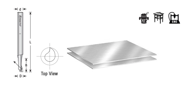 Amana Tool HSS Aluminum 1FL 1/4 in x 1/4 in Up-Cut HSS1622