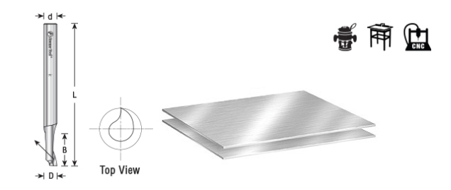 Amana Tool HSS 1FL 3/8 in x 1/2 in x 3-1/2 in Up-Cut HSS1627