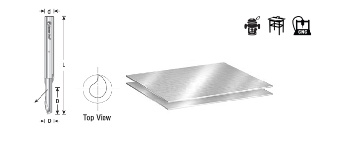 Amana Tool HSS Aluminum 1F 1/4 in x 1/4 in Down Cut HSS1628