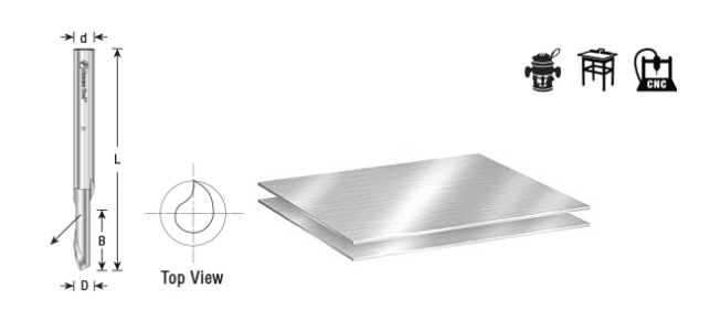 Amana Tool HSS Aluminum 1FL 1/4 in x 1/4 in Down Cut HSS1629