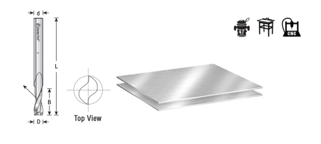 Amana Tool HSS 2FL 1/8 in x 1/4 in x 2-5/8 in Up-Cut HSS1630