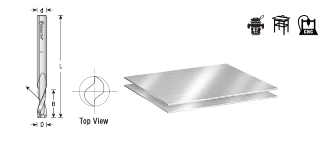 Amana Tool HSS 2FL 1/4 in x 1/4 in x 2-3/4 in Up-Cut HSS1633