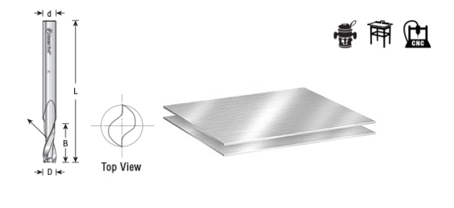 Amana Tool HSS Aluminum 2FL 1/4 in x 1/4 in Up-Cut HSS1634