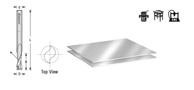 Amana Tool HSS 2FL 1/4 in x 1/2 in x 3-1/4 in Up-Cut HSS1635