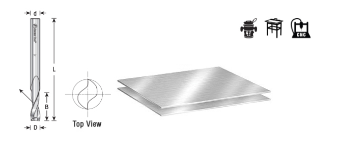 Amana Tool HSS 2FL 5/16 in x 1/2 in x 3-1/4 in Up-Cut HSS1637