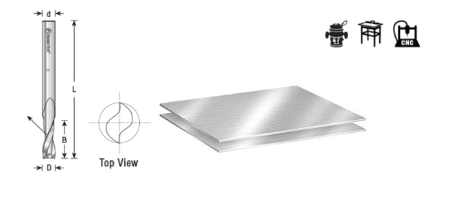 Amana Tool HSS Aluminum 2FL 3/8 in x 3/8 in Up-Cut HSS1641