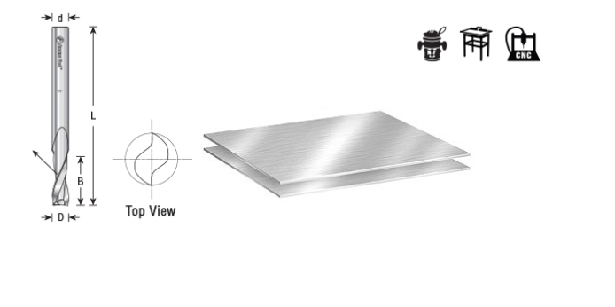 Amana Tool HSS 2FL 3/8 in x 1/2 in x 3-1/2 in Up-Cut HSS1642