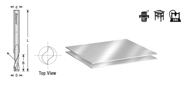 Amana Tool HSS Aluminum 2FL 1/2 in x 1/2 in Up-Cut HSS1644