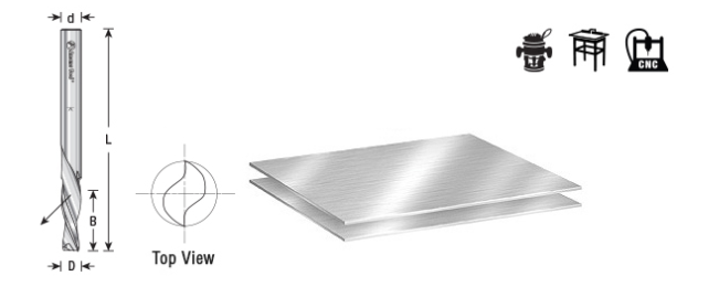 Amana Tool HSS 2F 1/8 in x 1/4 in x 2-5/8 in Down Cut HSS1650